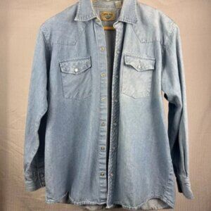 Vintage Moda Tech Snap Button Denim Western Shirt Size L
